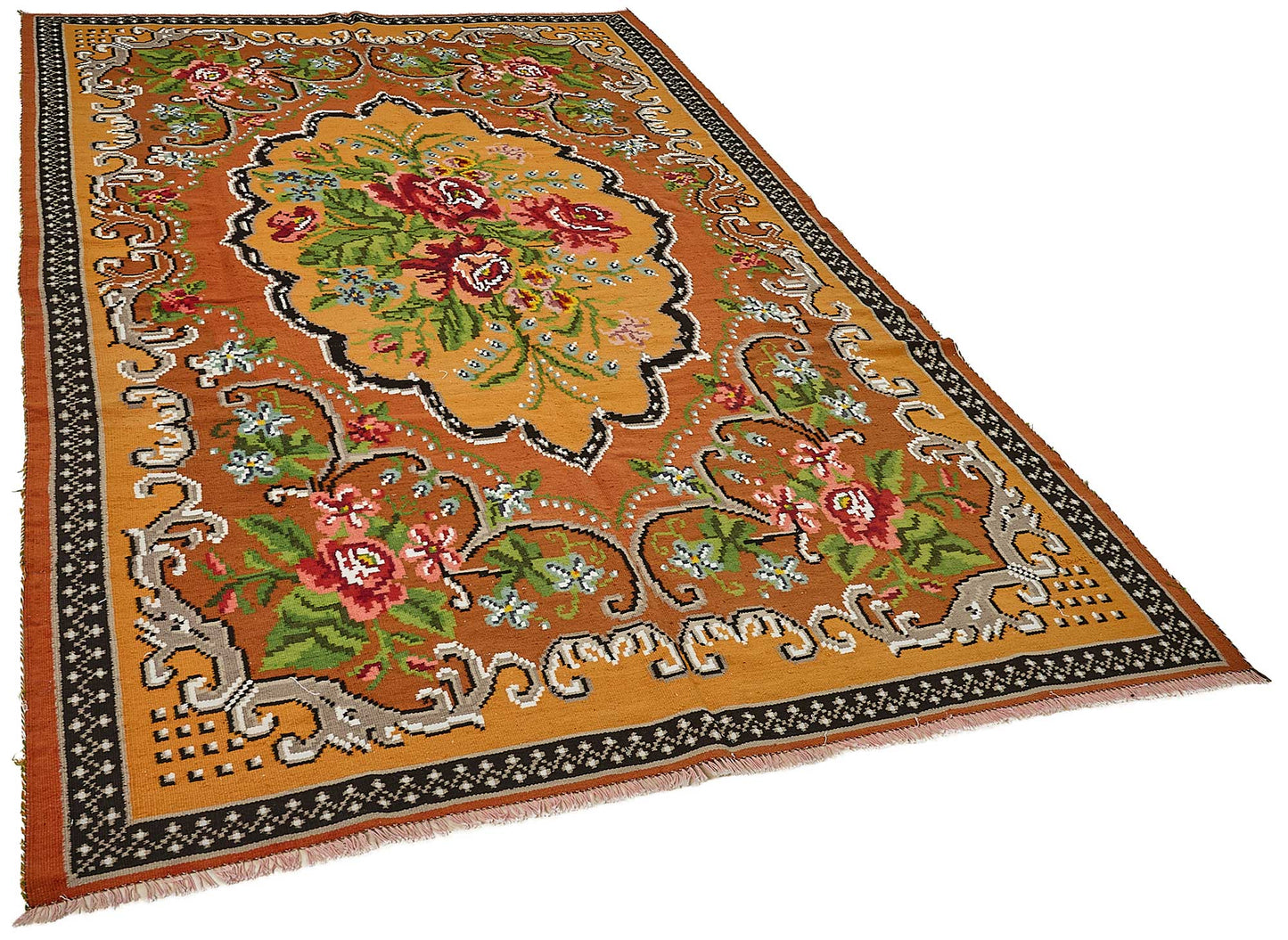 6x10 Orange Vintage Moldovan Kilim Rug - 51317