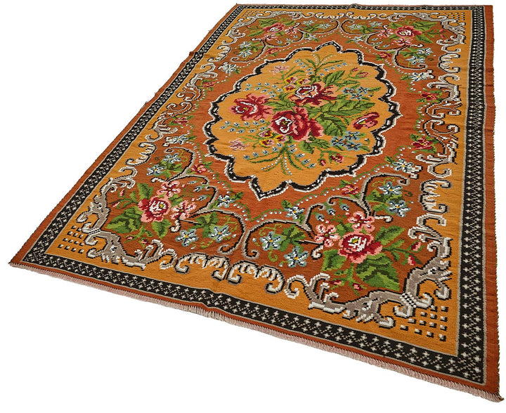6x10 Orange Vintage Moldovan Kilim Rug - 51317