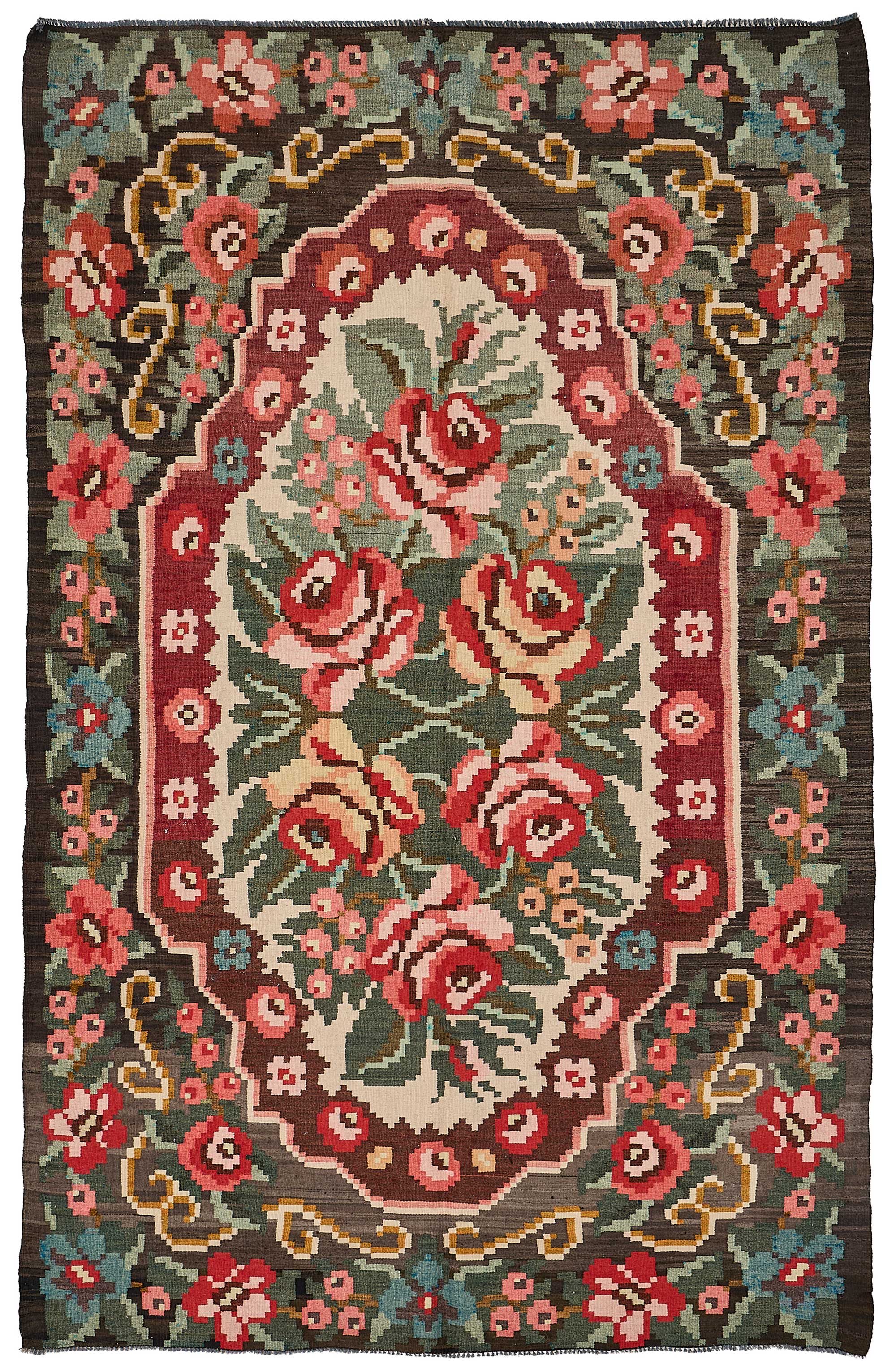 6x9 Black Vintage Moldovan Kilim Rug - 51318