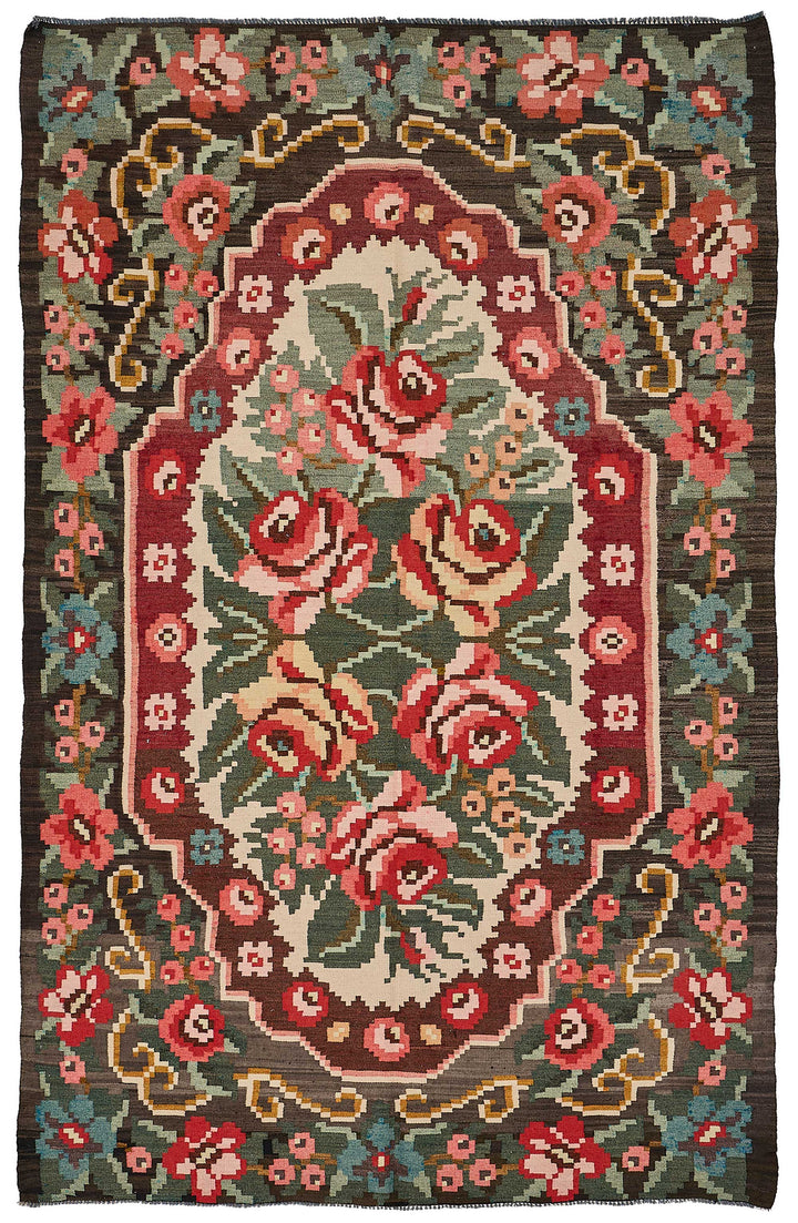 6x9 Black Vintage Moldovan Kilim Rug - 51318