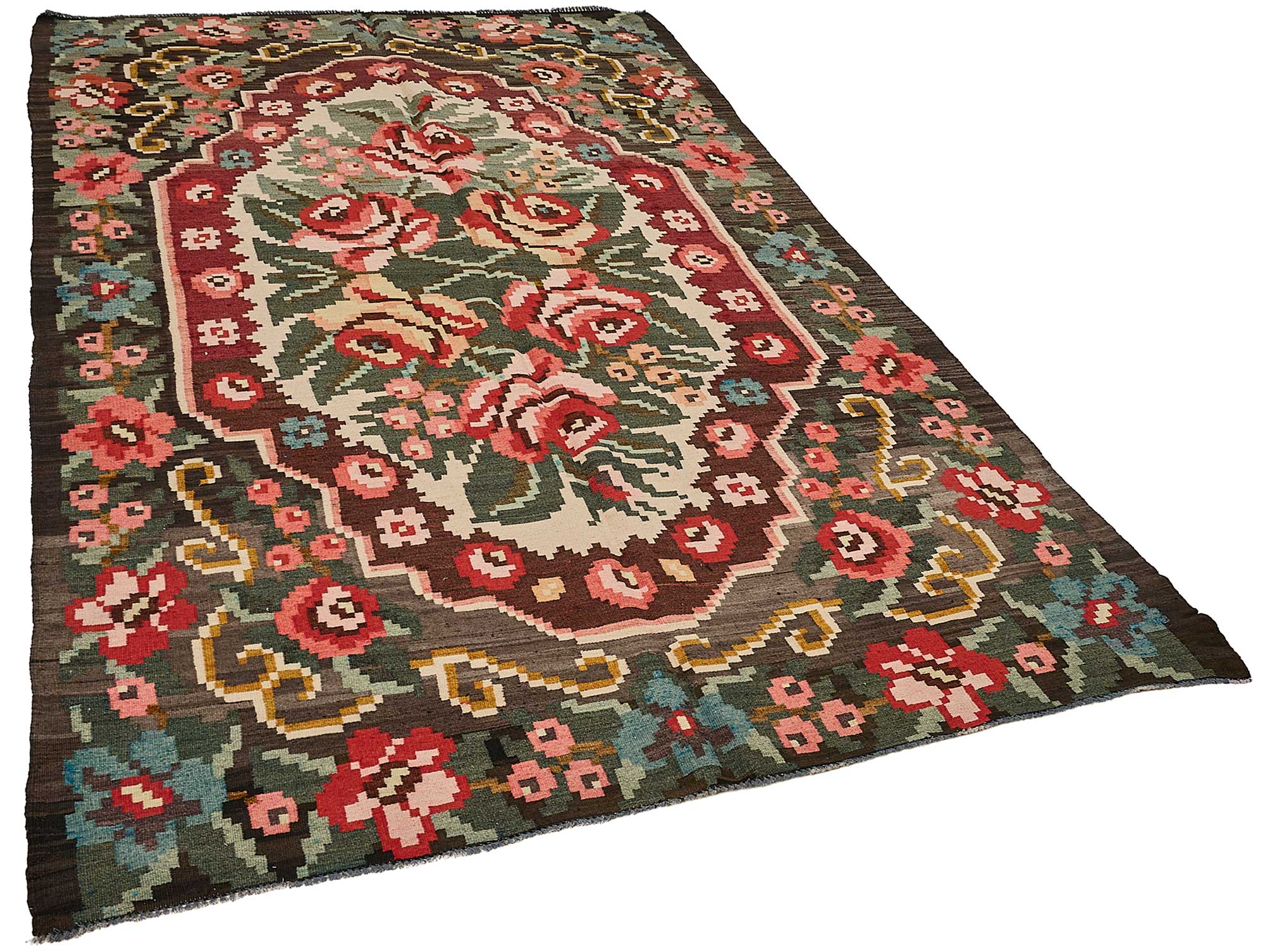 6x9 Black Vintage Moldovan Kilim Rug - 51318
