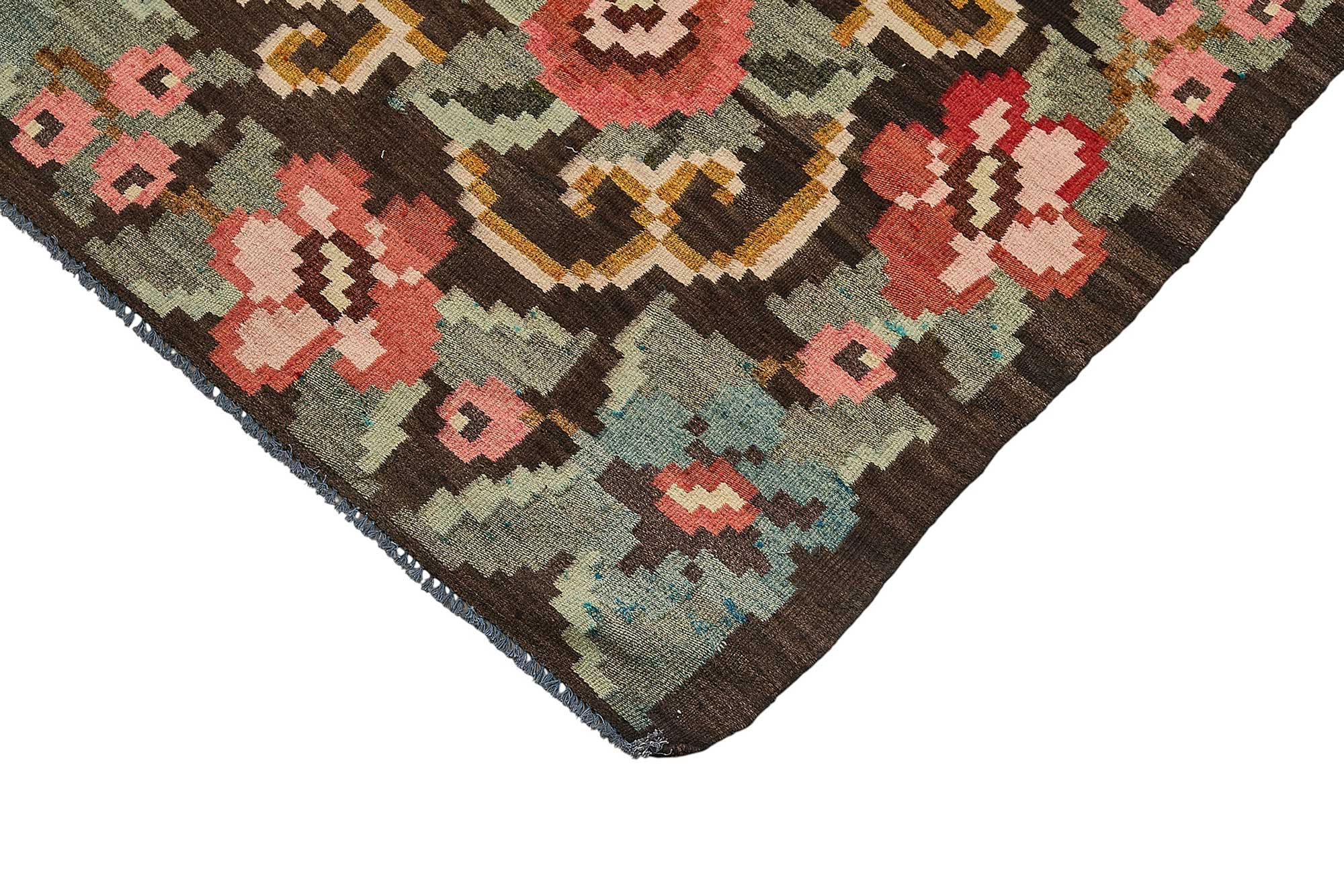 6x9 Black Vintage Moldovan Kilim Rug - 51318
