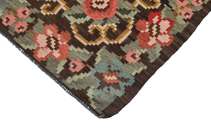 6x9 Black Vintage Moldovan Kilim Rug - 51318