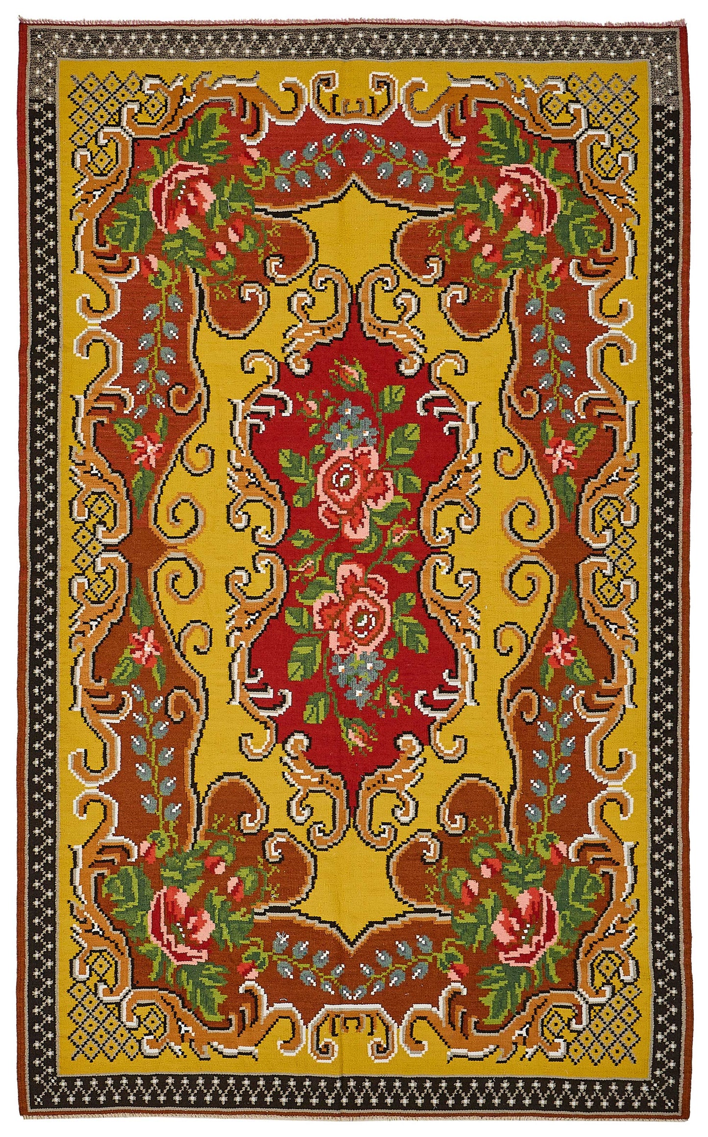 5x9 Yellow Vintage Moldovan Kilim Rug - 51319