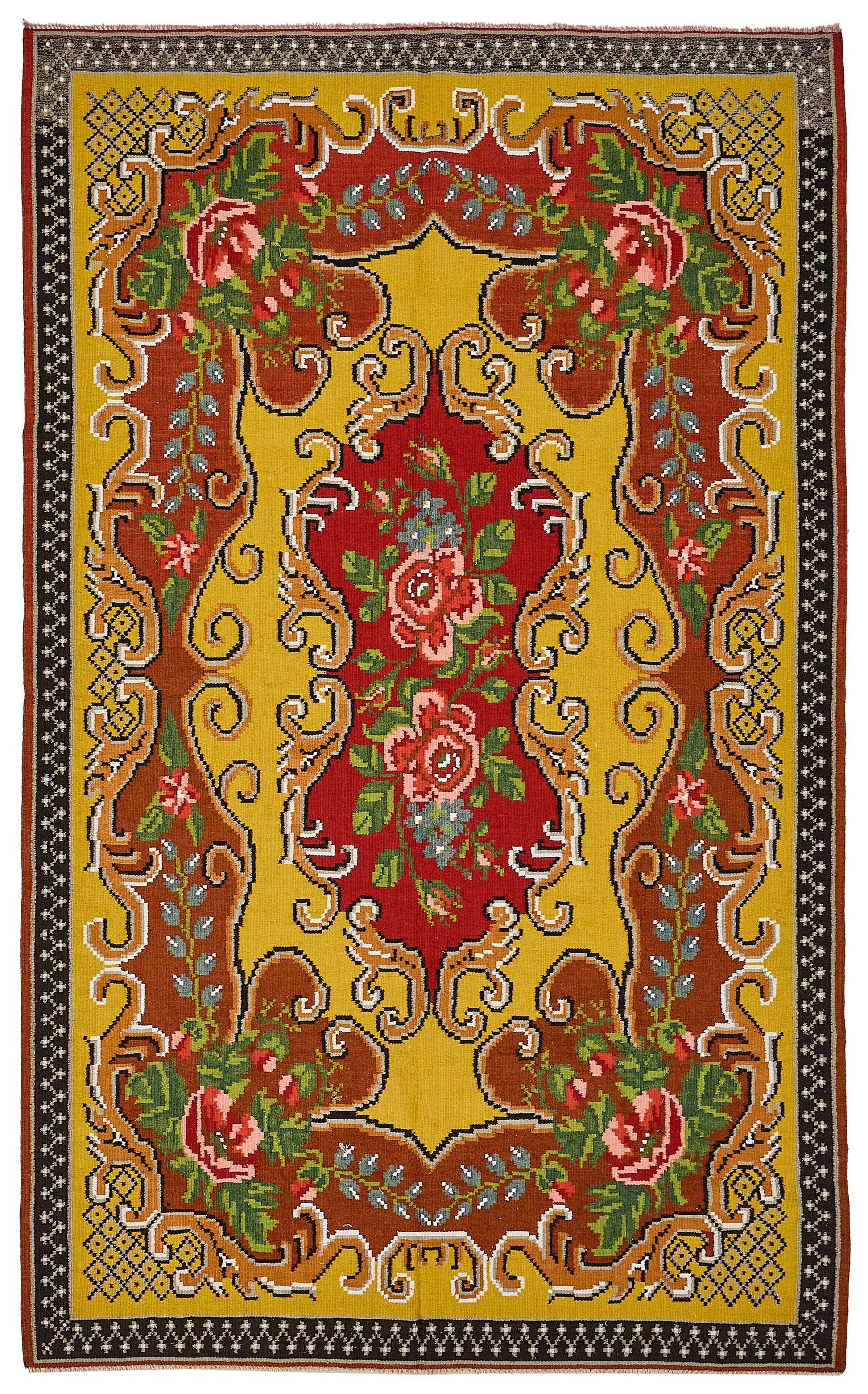 5x9 Yellow Vintage Moldovan Kilim Rug - 51319