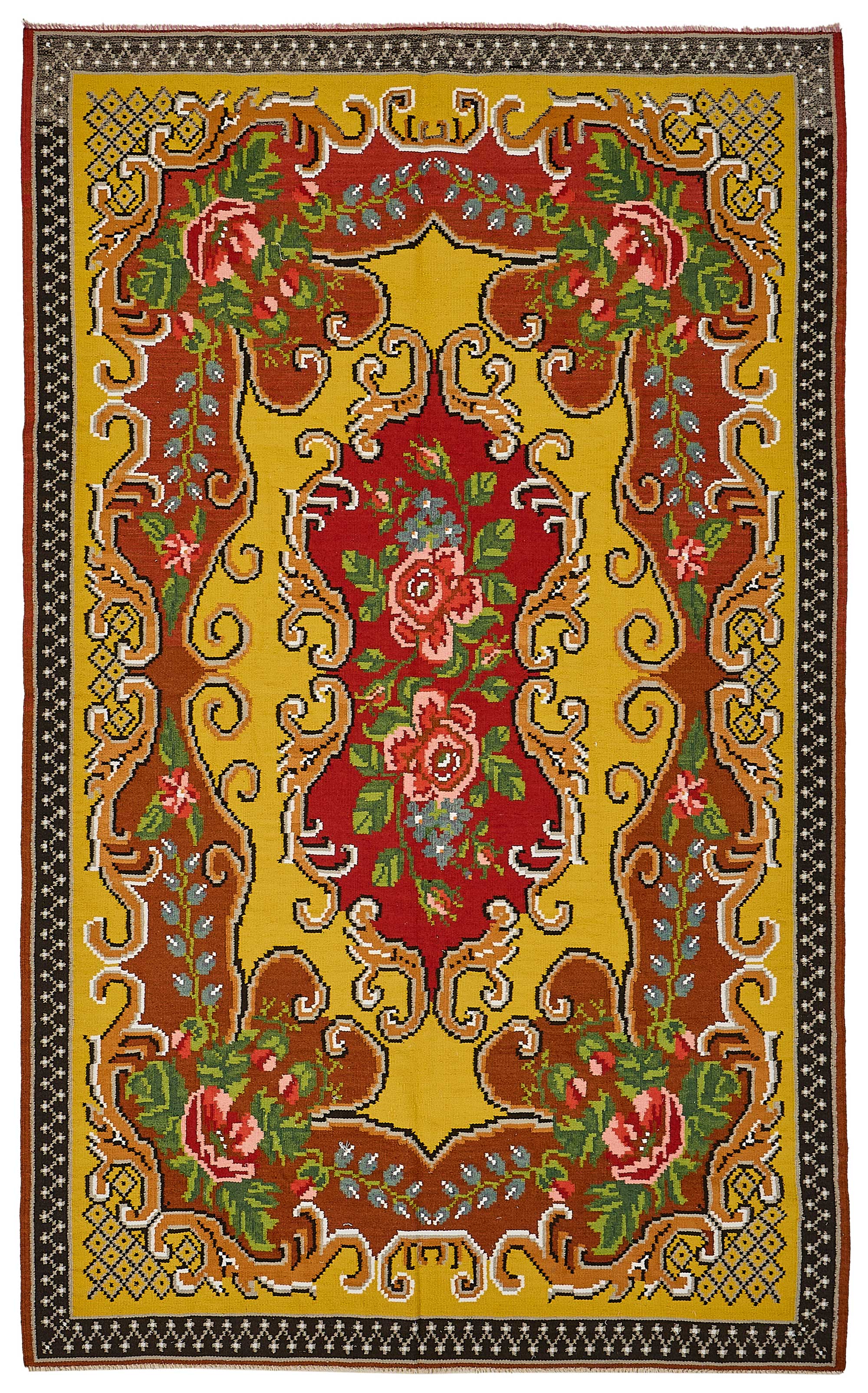 5x9 Yellow Vintage Moldovan Kilim Rug - 51319