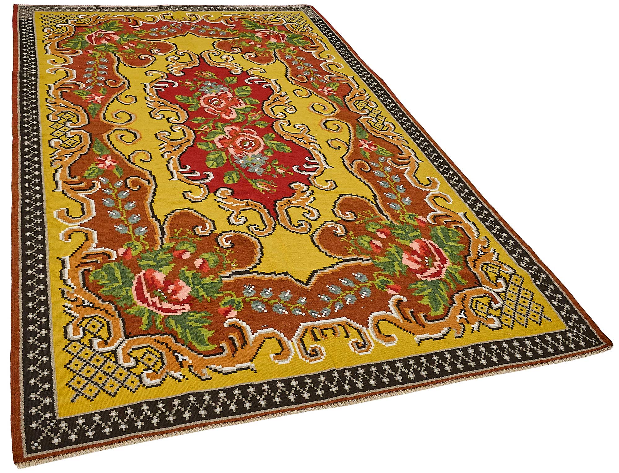 5x9 Yellow Vintage Moldovan Kilim Rug - 51319