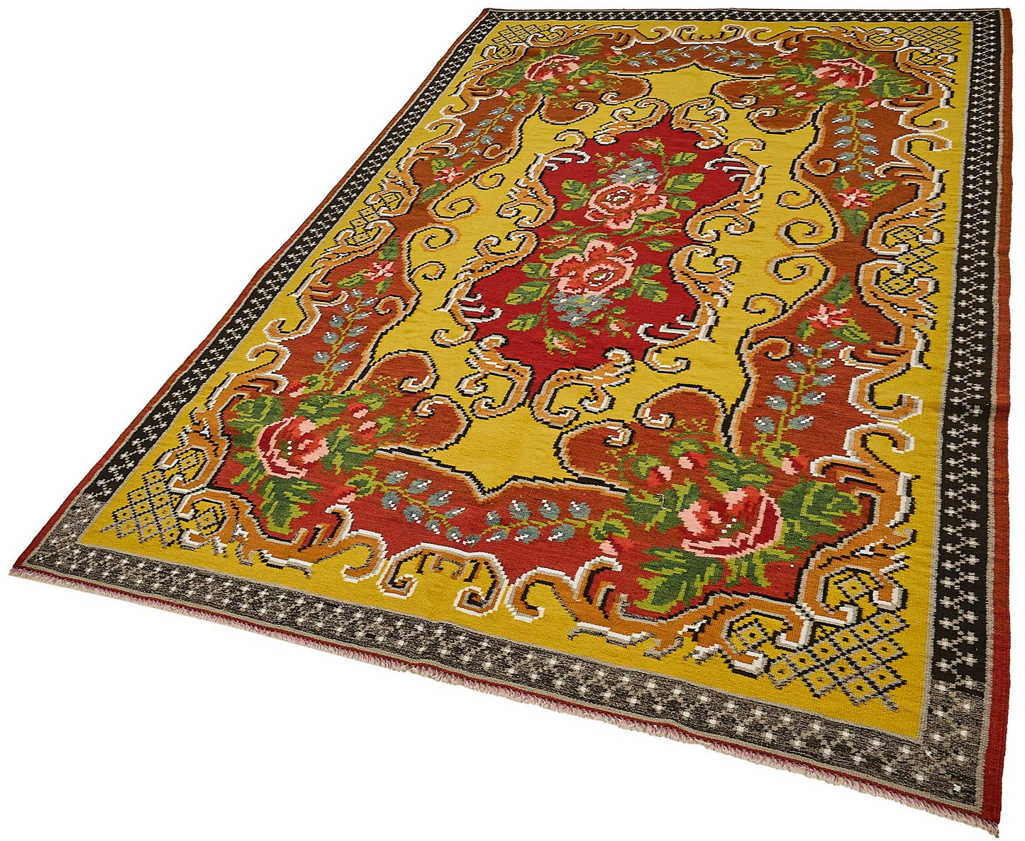 5x9 Yellow Vintage Moldovan Kilim Rug - 51319