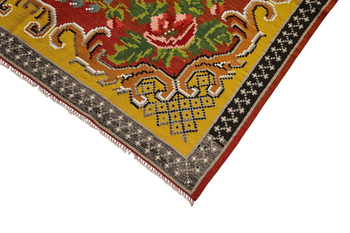5x9 Yellow Vintage Moldovan Kilim Rug - 51319