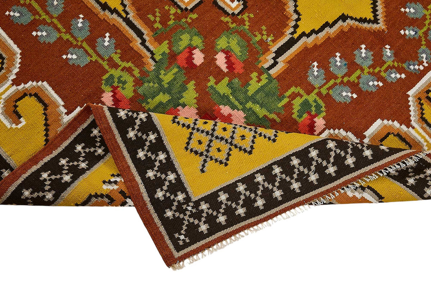 5x9 Yellow Vintage Moldovan Kilim Rug - 51319