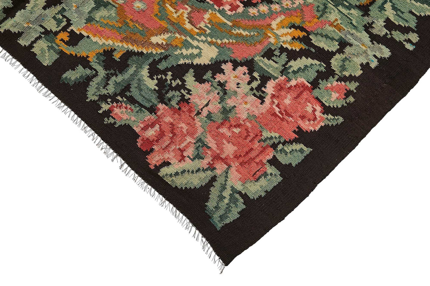 6x9 Black Vintage Moldovan Kilim Rug - 51320