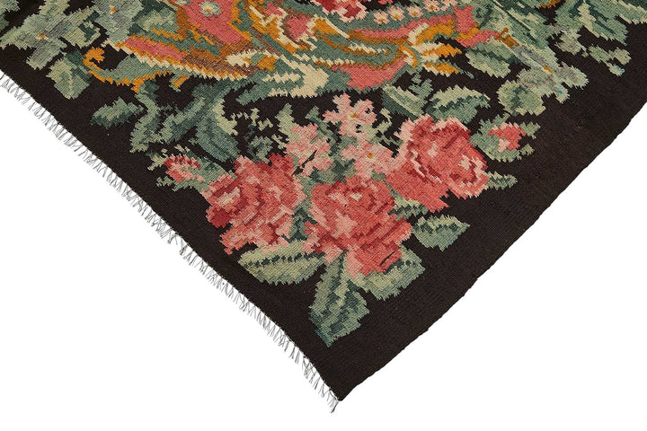 6x9 Black Vintage Moldovan Kilim Rug - 51320