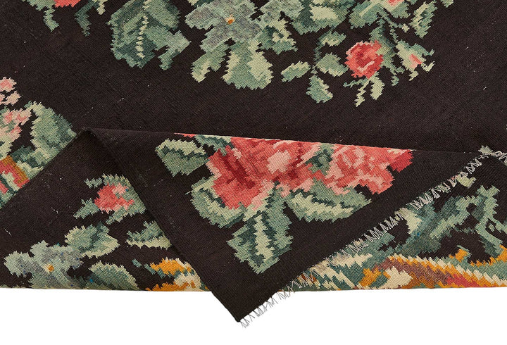 6x9 Black Vintage Moldovan Kilim Rug - 51320
