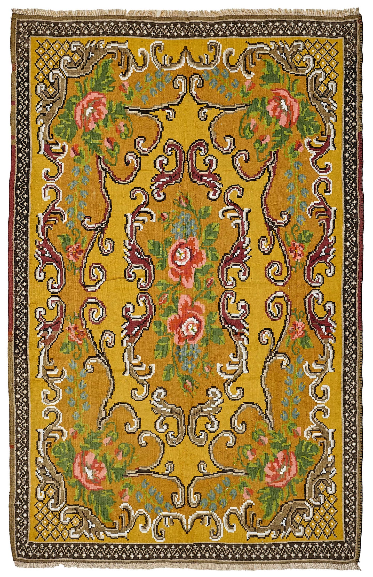 6x9 Yellow Vintage Moldovan Kilim Rug - 51321