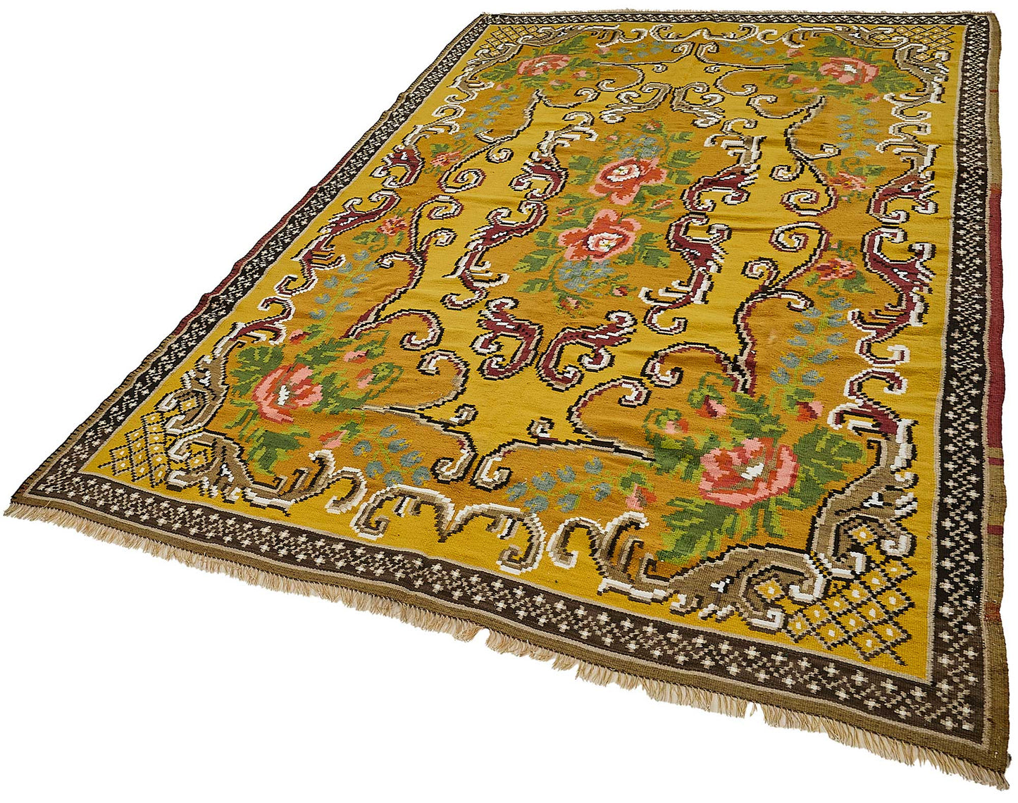 6x9 Yellow Vintage Moldovan Kilim Rug - 51321