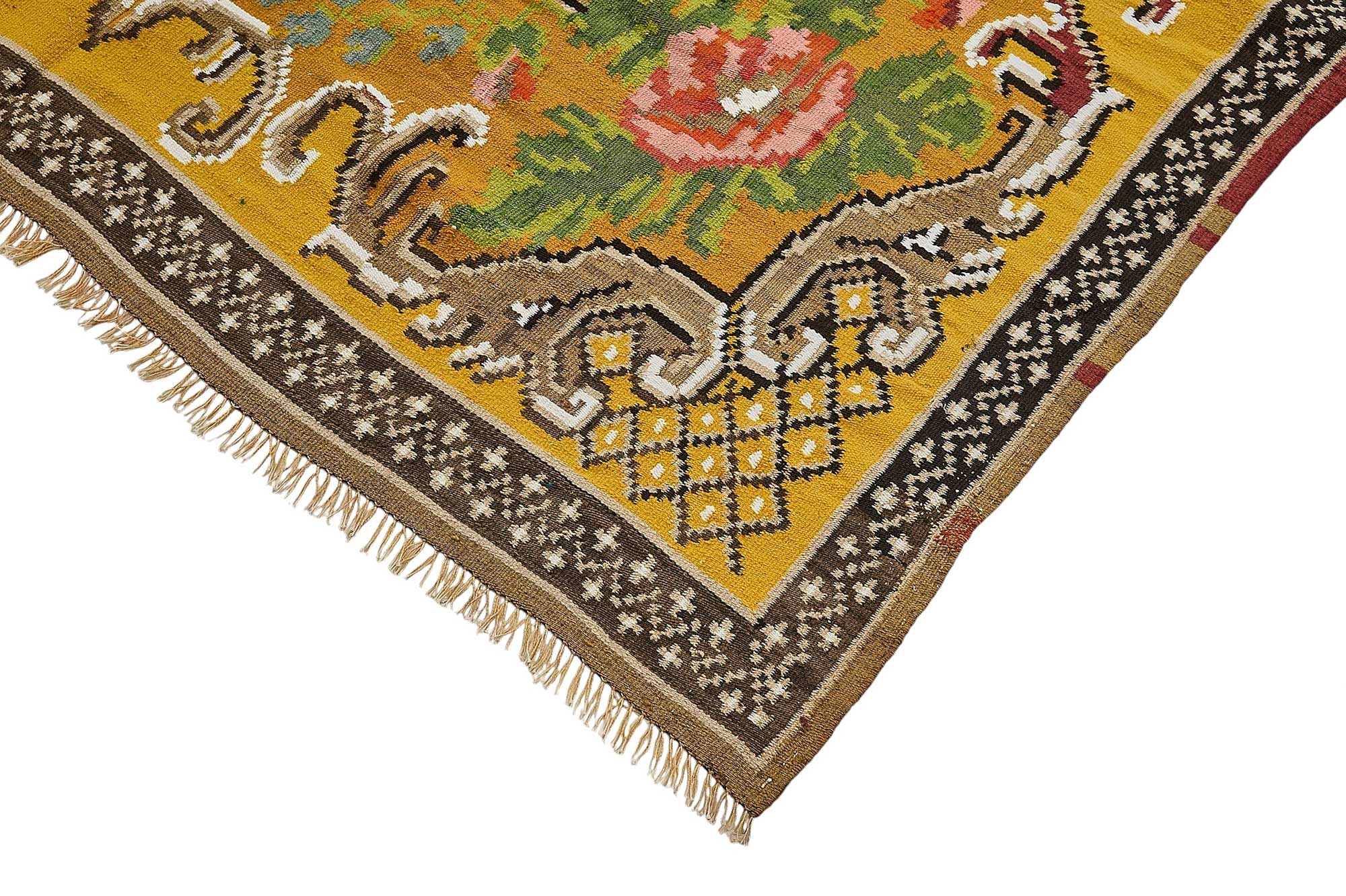 6x9 Yellow Vintage Moldovan Kilim Rug - 51321