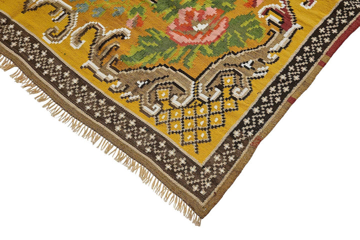 6x9 Yellow Vintage Moldovan Kilim Rug - 51321
