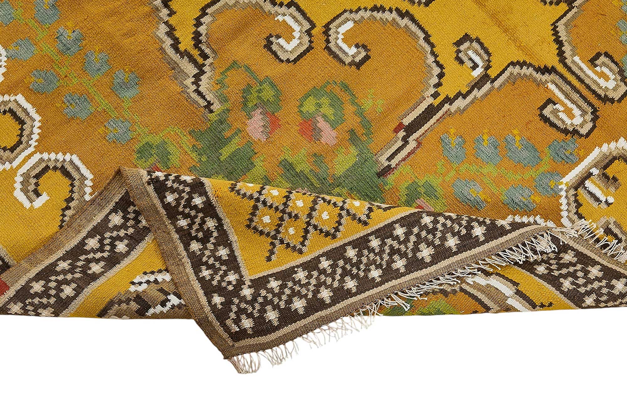 6x9 Yellow Vintage Moldovan Kilim Rug - 51321