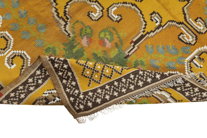 6x9 Yellow Vintage Moldovan Kilim Rug - 51321