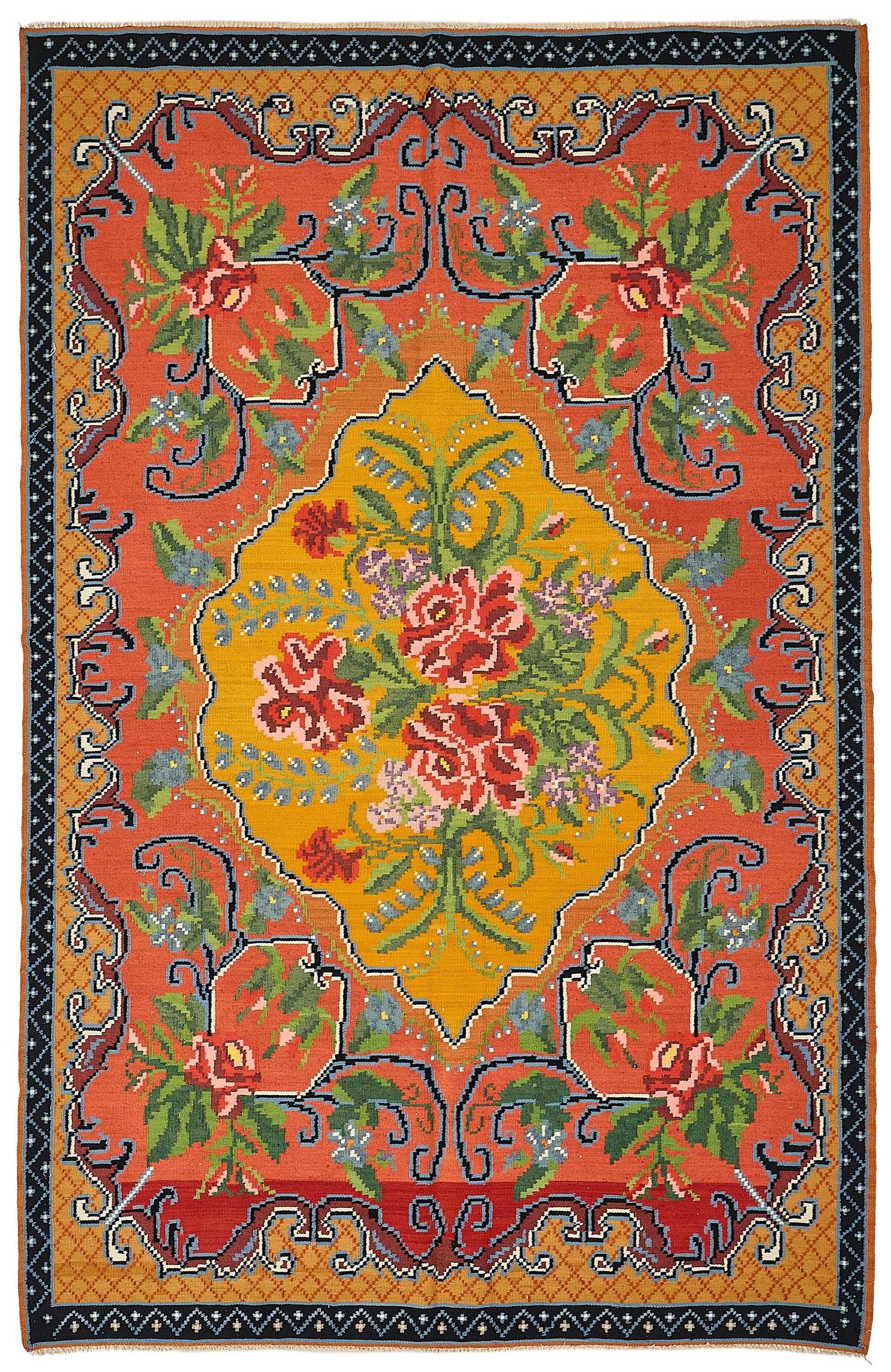 6x10 Black Vintage Moldovan Kilim Rug - 51323