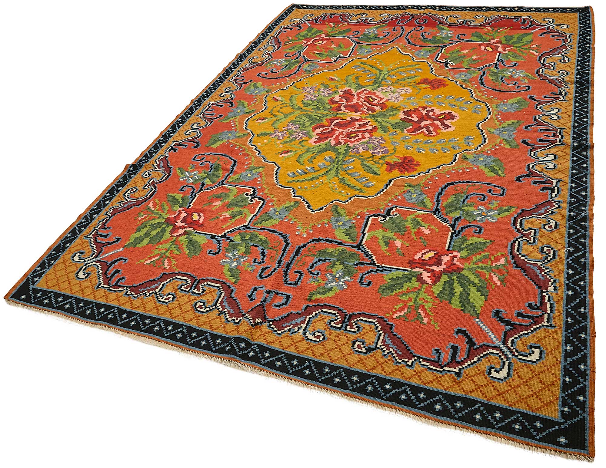 6x10 Black Vintage Moldovan Kilim Rug - 51323