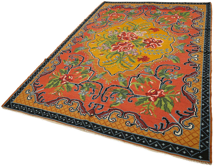 6x10 Black Vintage Moldovan Kilim Rug - 51323