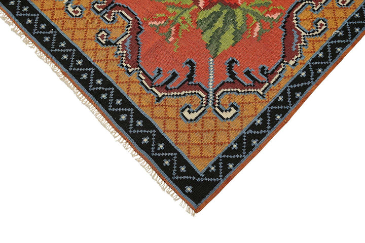 6x10 Black Vintage Moldovan Kilim Rug - 51323
