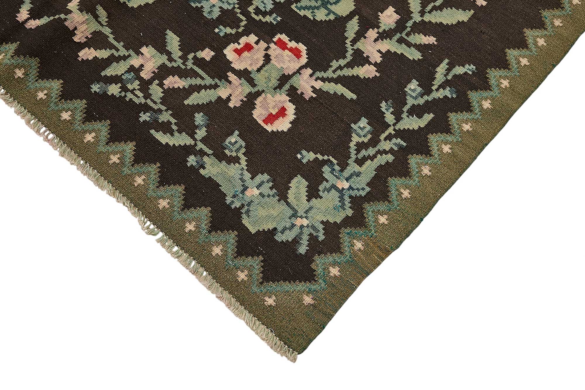 6x9 Black Vintage Moldovan Kilim Rug - 51325