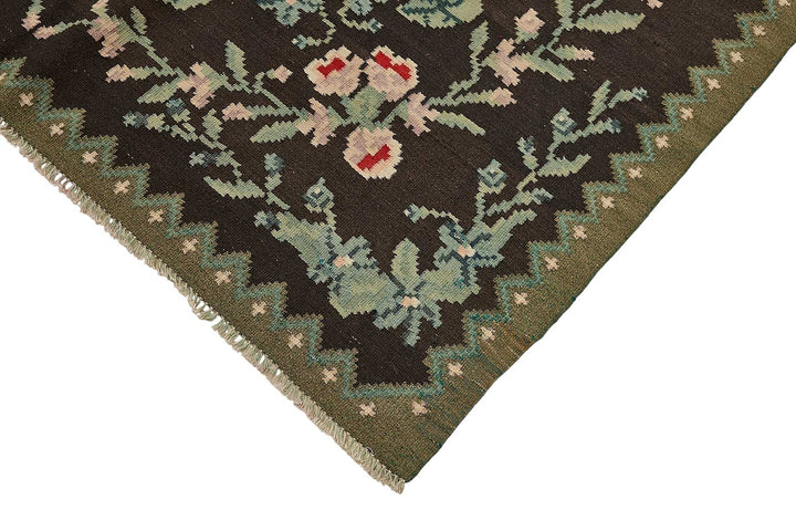 6x9 Black Vintage Moldovan Kilim Rug - 51325