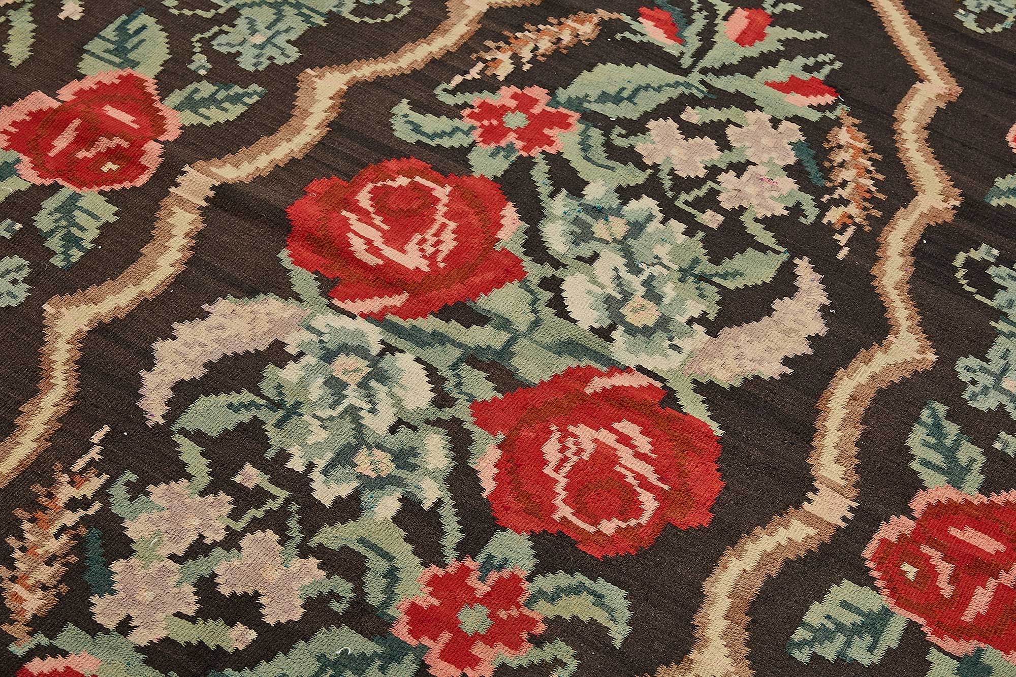 6x9 Black Vintage Moldovan Kilim Rug - 51325