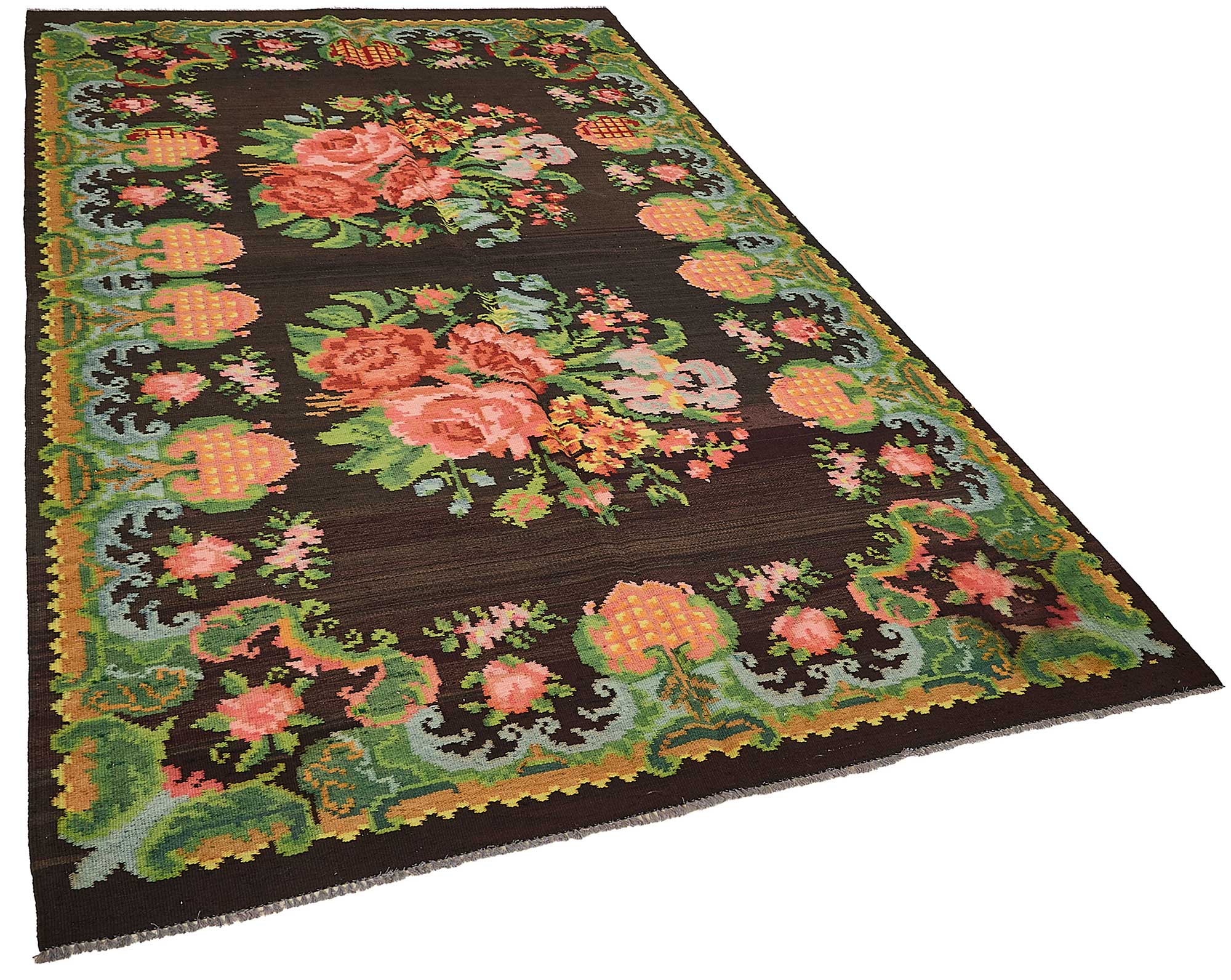 6x10 Brown Vintage Moldovan Kilim Rug - 51326