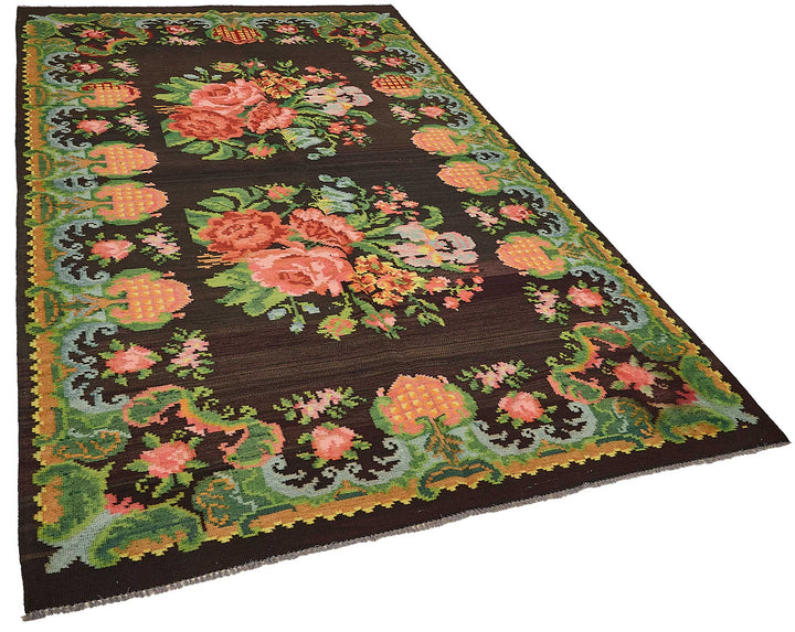 6x10 Brown Vintage Moldovan Kilim Rug - 51326