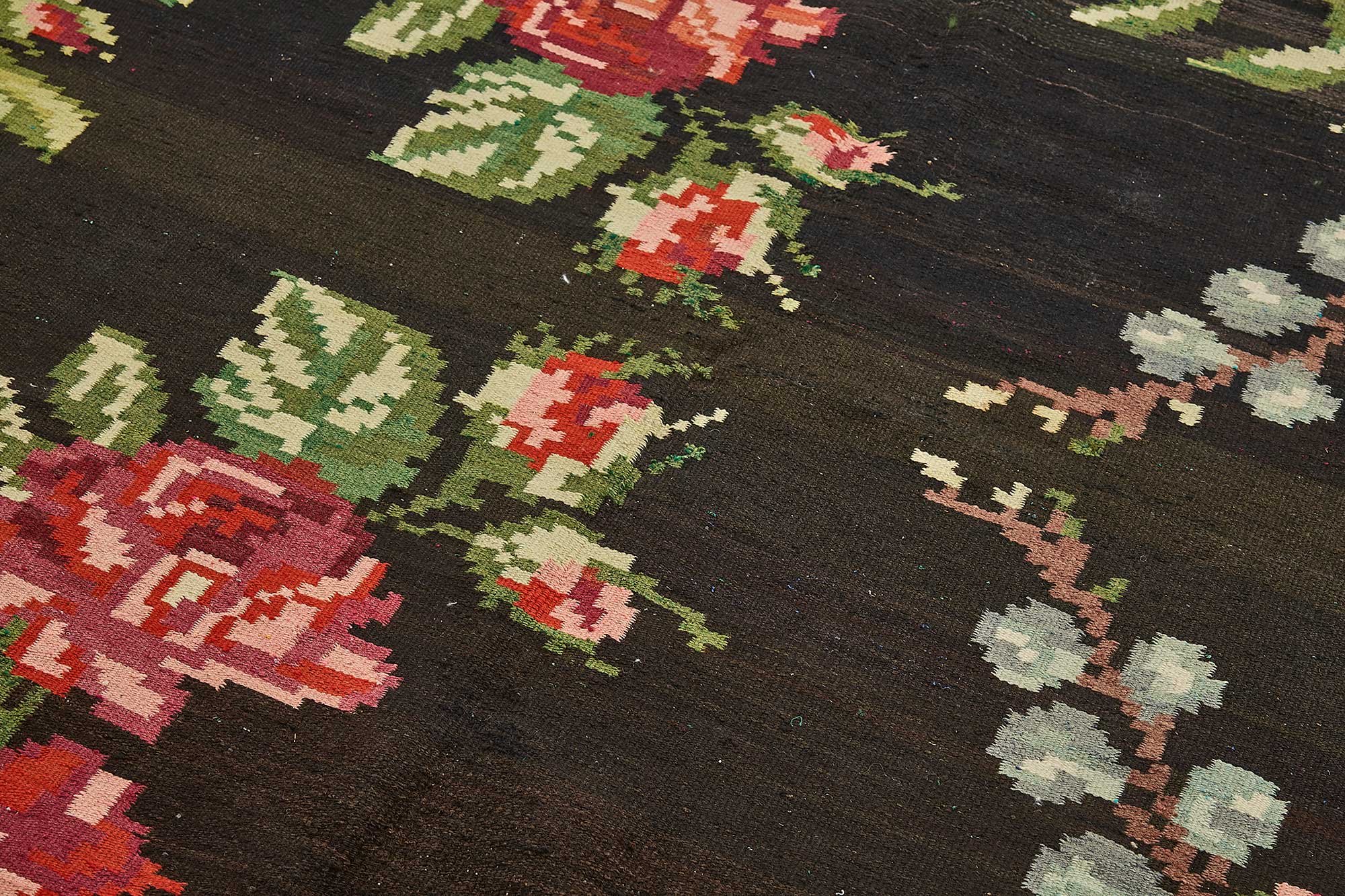 6x9 Black Vintage Moldovan Kilim Rug - 51327