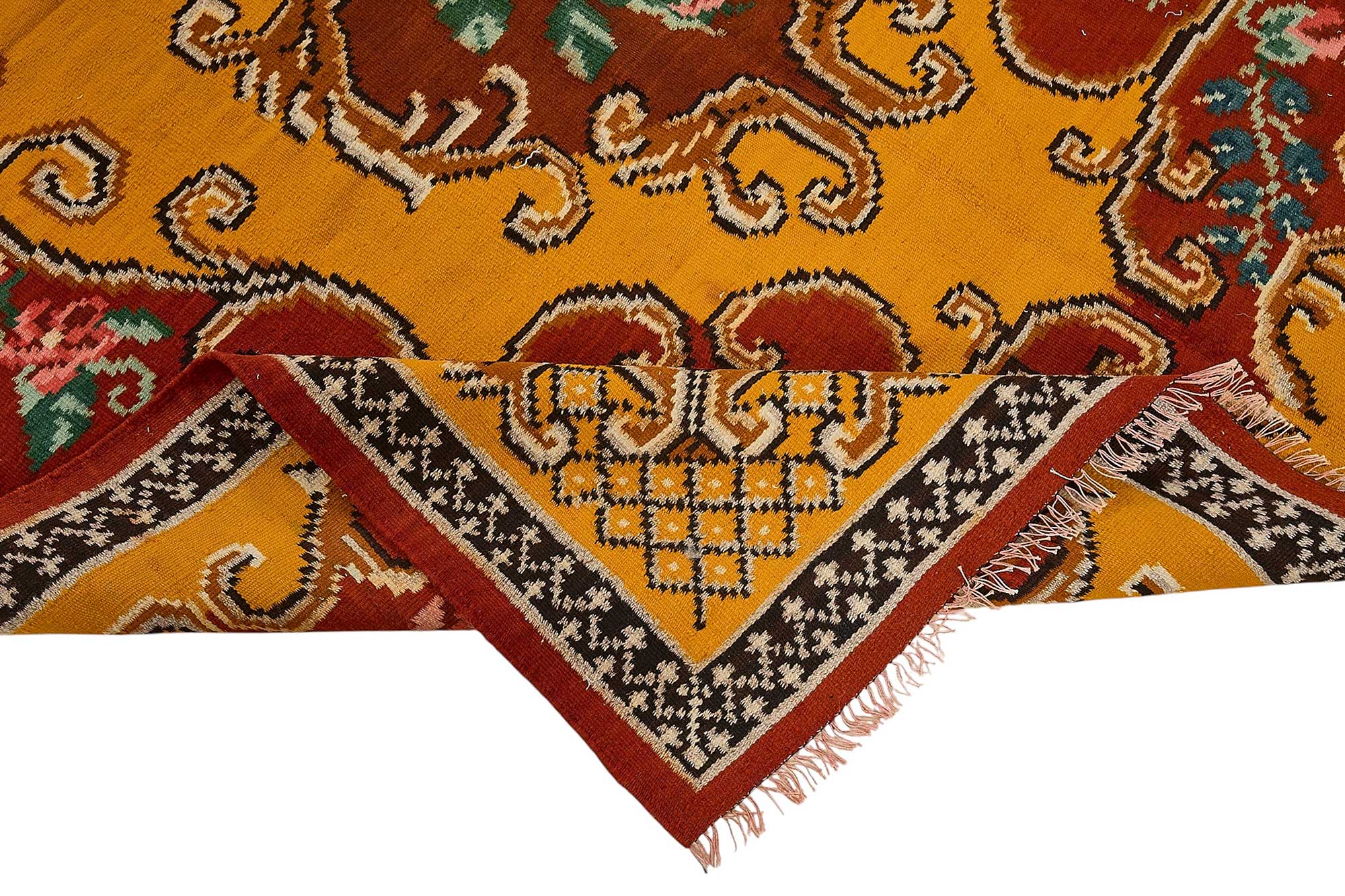 6x8 Yellow Vintage Moldovan Kilim Rug - 51328
