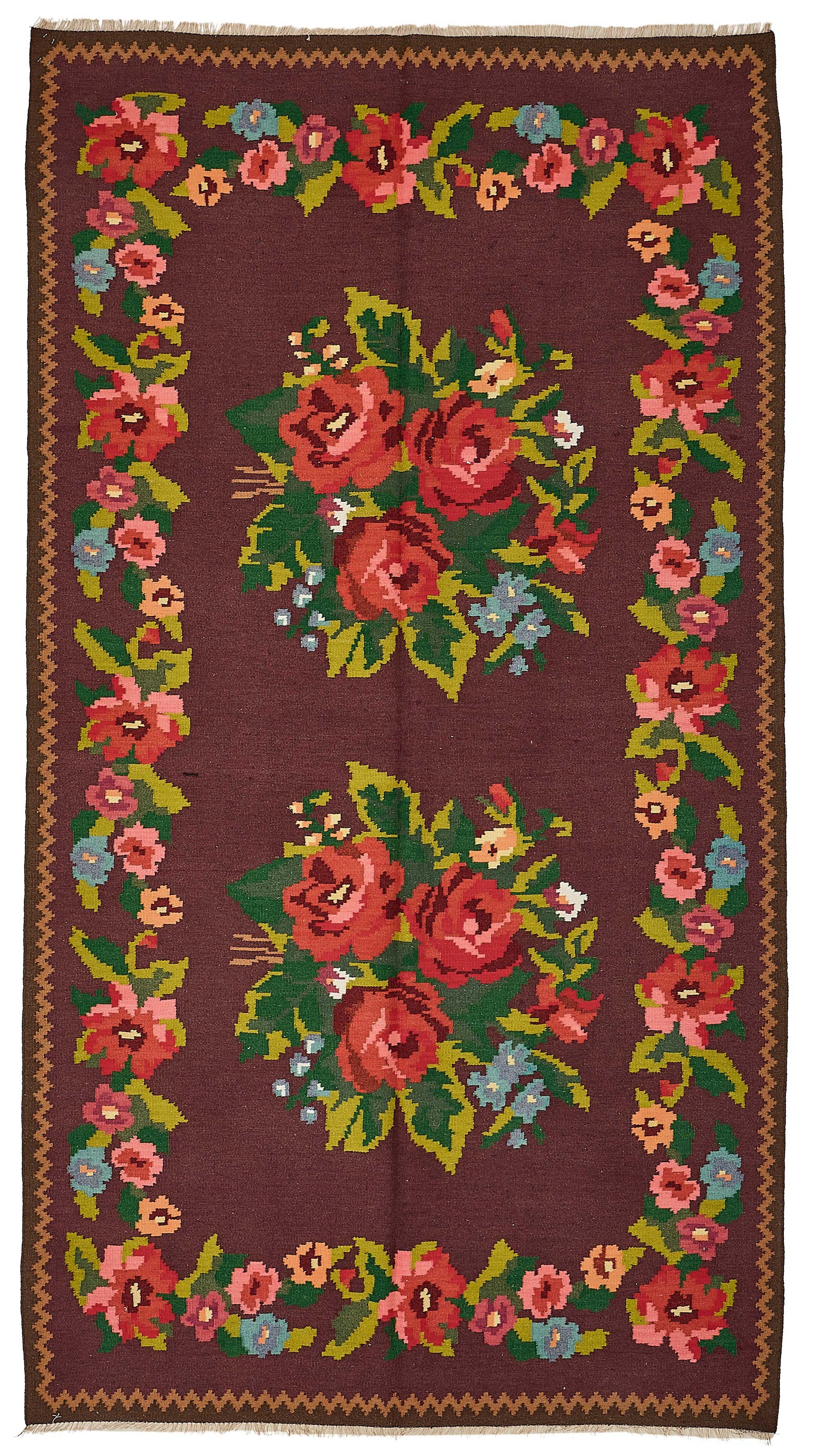 5x9 Red Vintage Moldovan Kilim Rug - 51329