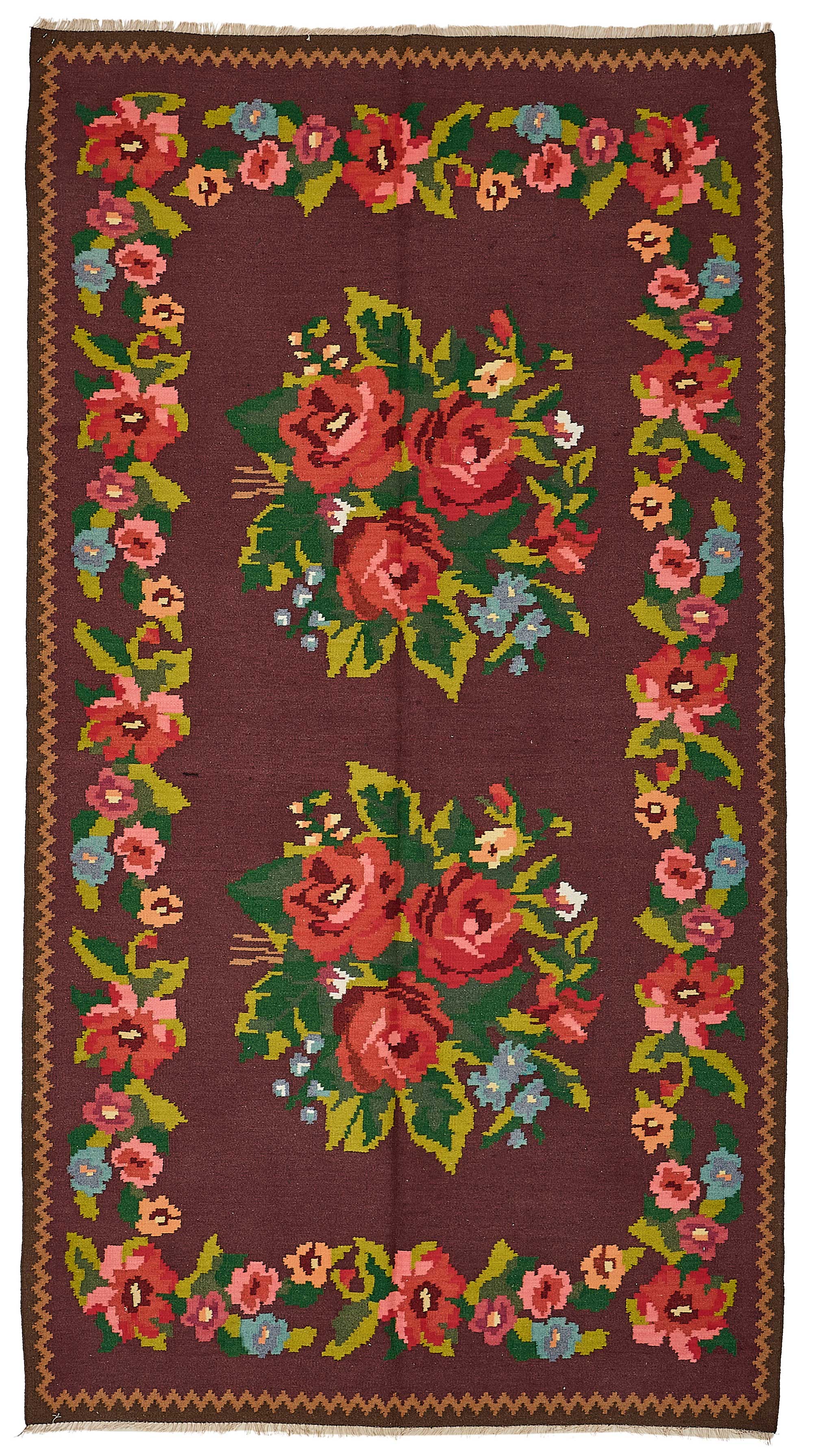 5x9 Red Vintage Moldovan Kilim Rug - 51329
