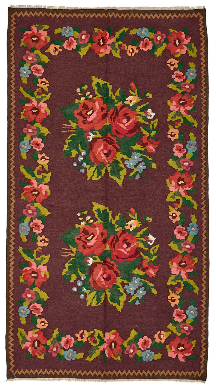 5x9 Red Vintage Moldovan Kilim Rug - 51329