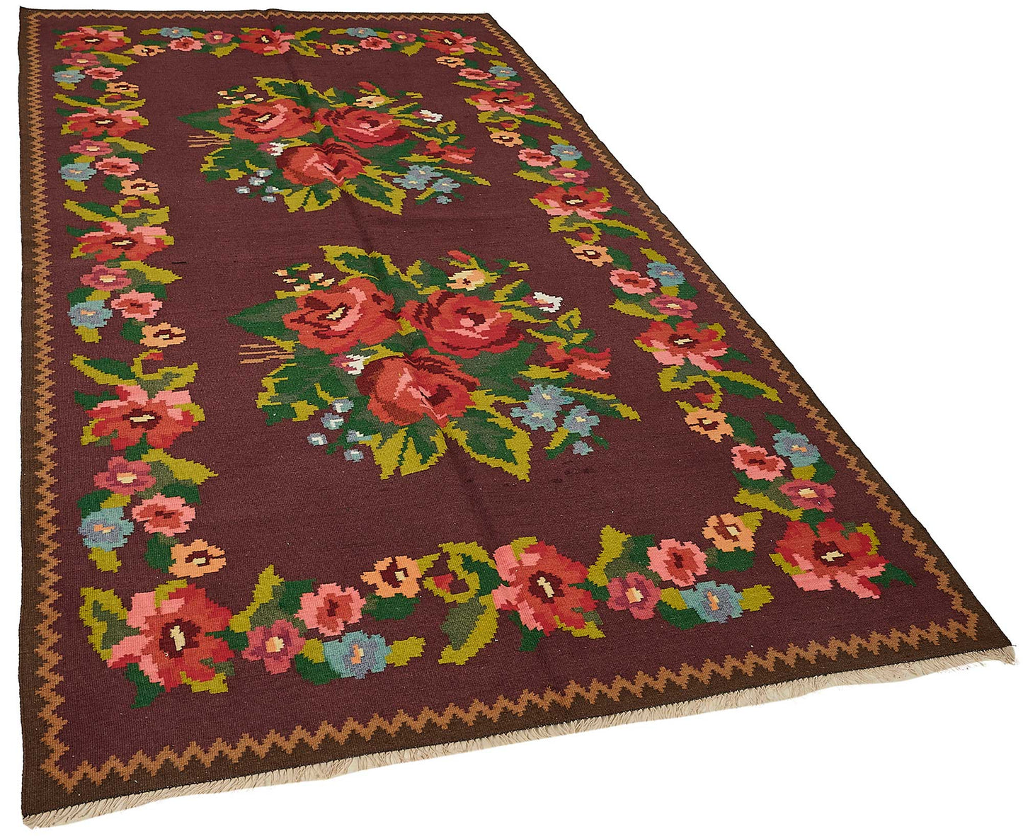 5x9 Red Vintage Moldovan Kilim Rug - 51329