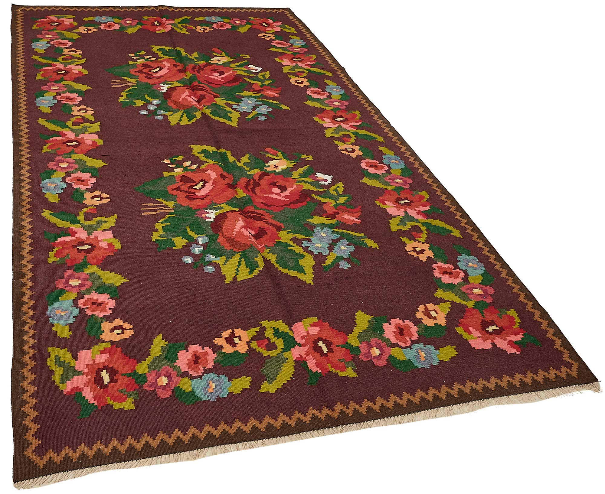 5x9 Red Vintage Moldovan Kilim Rug - 51329
