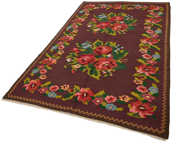 5x9 Red Vintage Moldovan Kilim Rug - 51329