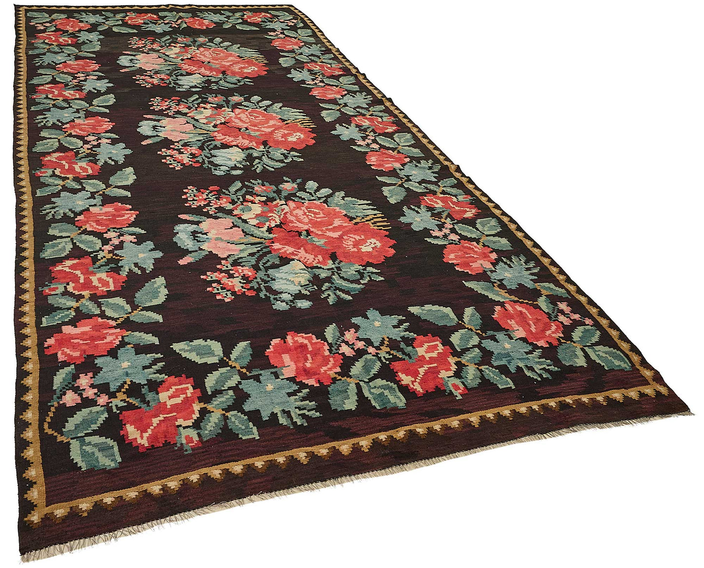 6x12 Black Vintage Moldovan Kilim Rug - 51330