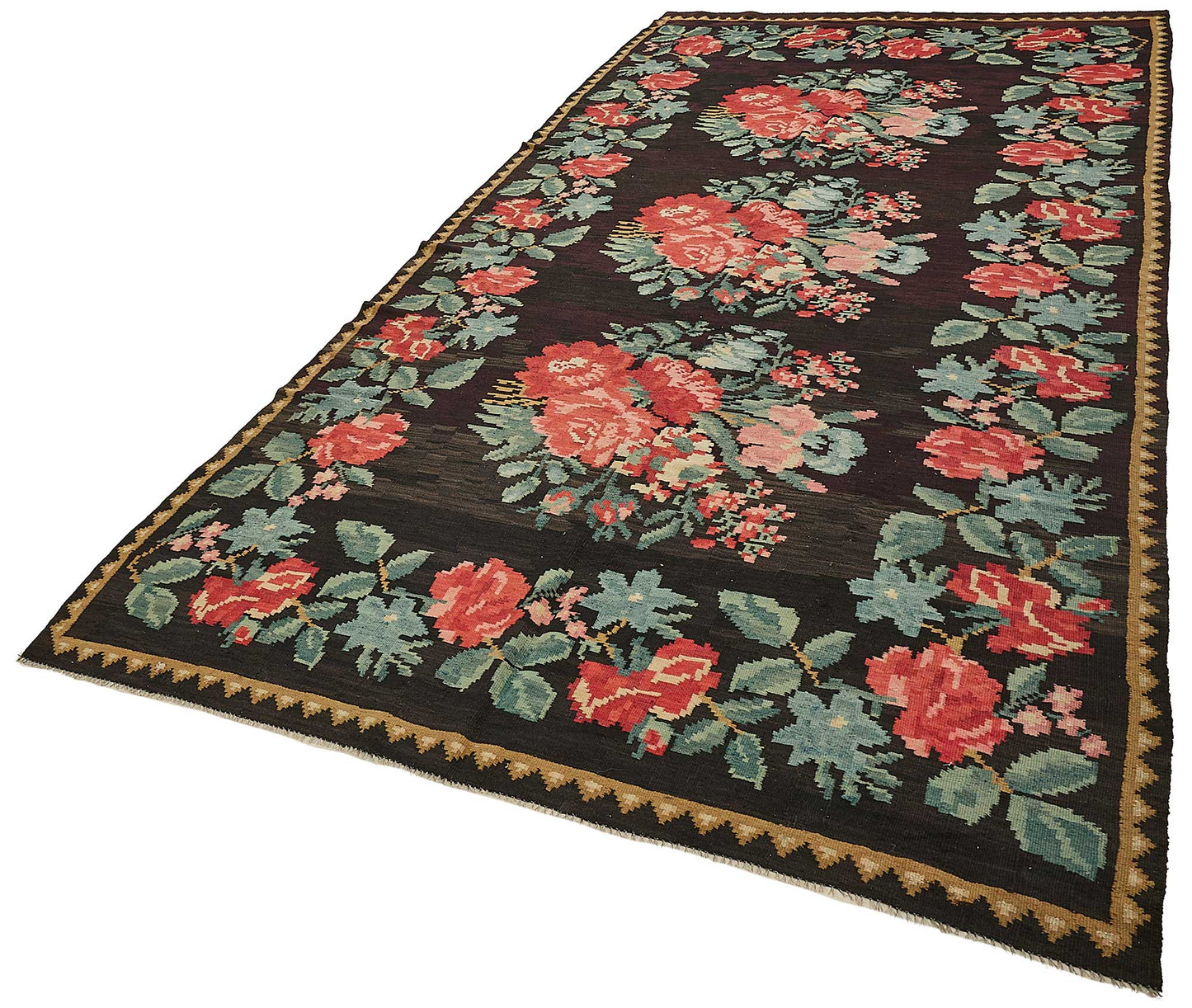 6x12 Black Vintage Moldovan Kilim Rug - 51330