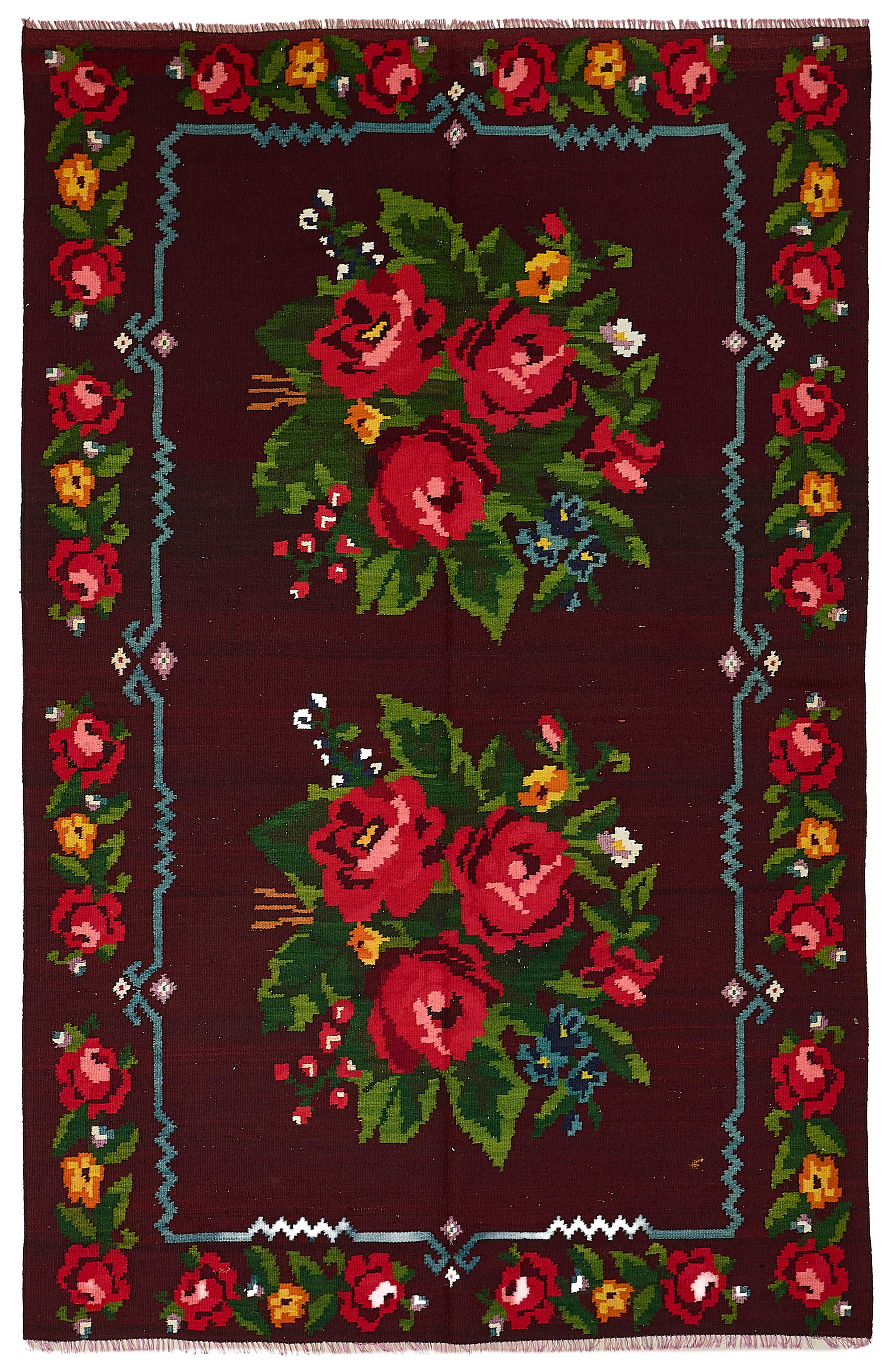 5x8 Brown Vintage Moldovan Kilim Rug - 51331