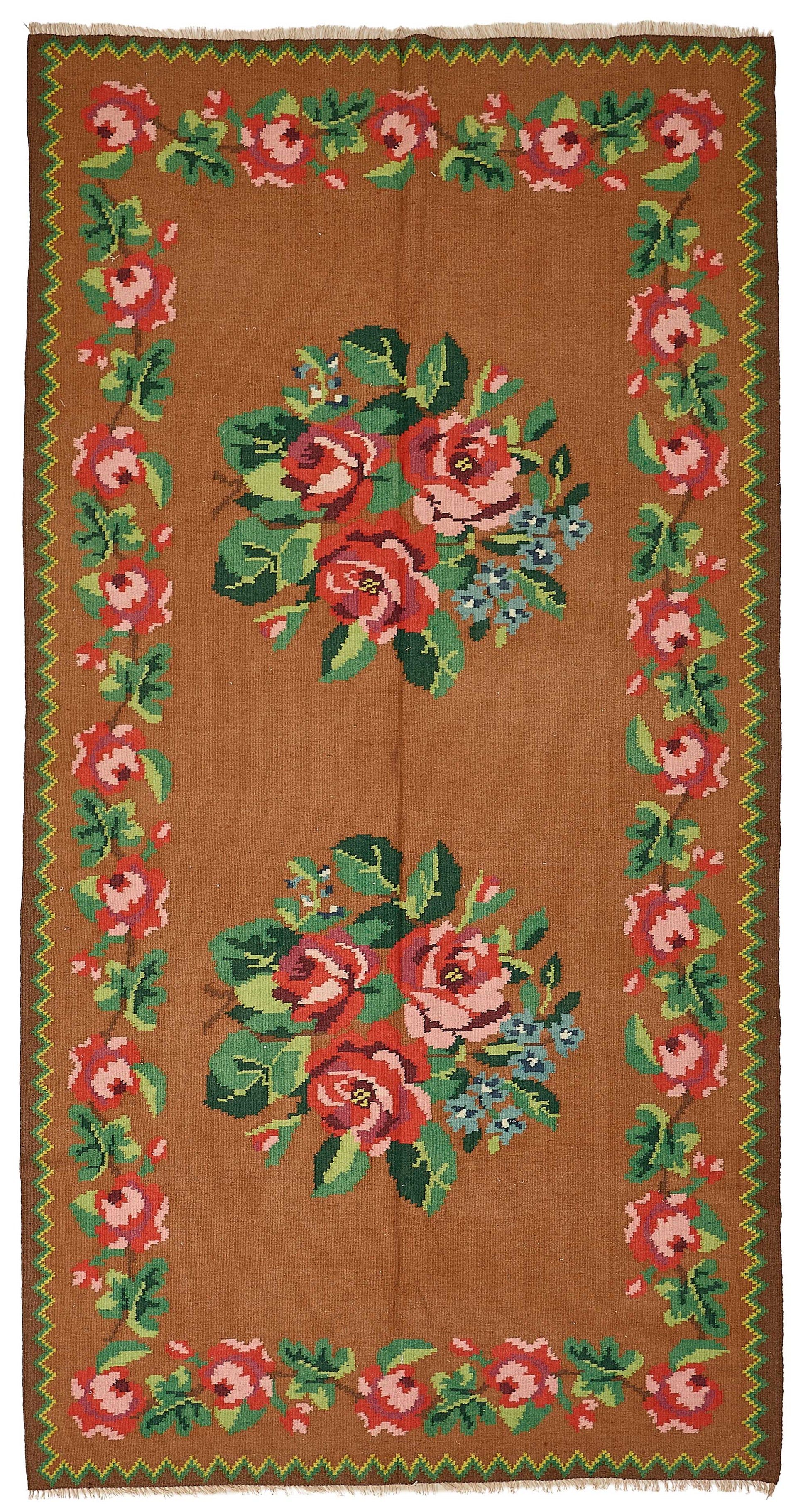 5x9 Brown Vintage Moldovan Kilim Rug - 51332