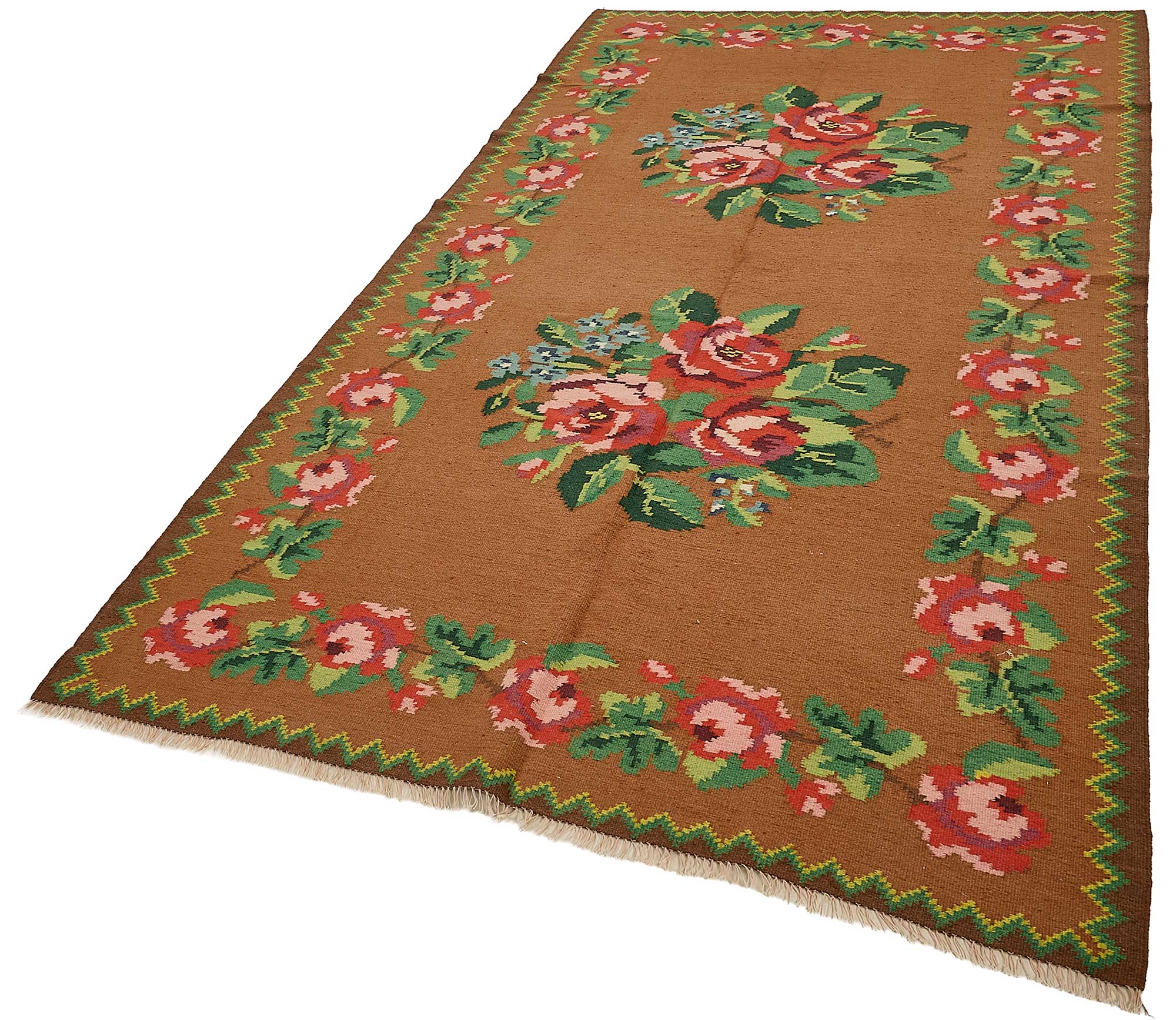 5x9 Brown Vintage Moldovan Kilim Rug - 51332