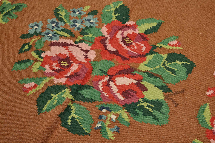 5x9 Brown Vintage Moldovan Kilim Rug - 51332