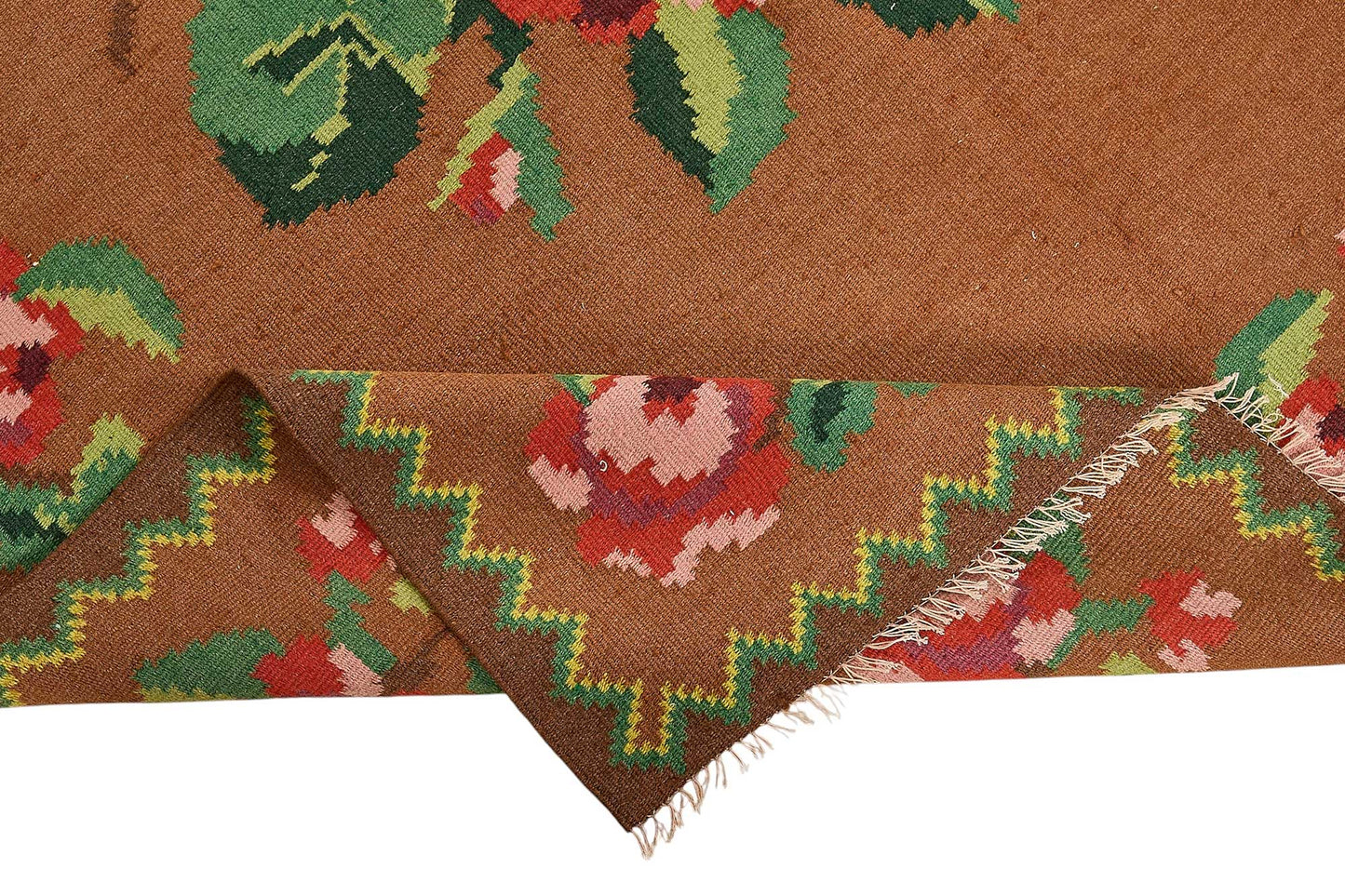 5x9 Brown Vintage Moldovan Kilim Rug - 51332