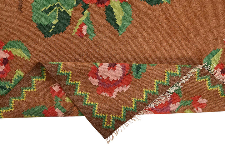 5x9 Brown Vintage Moldovan Kilim Rug - 51332