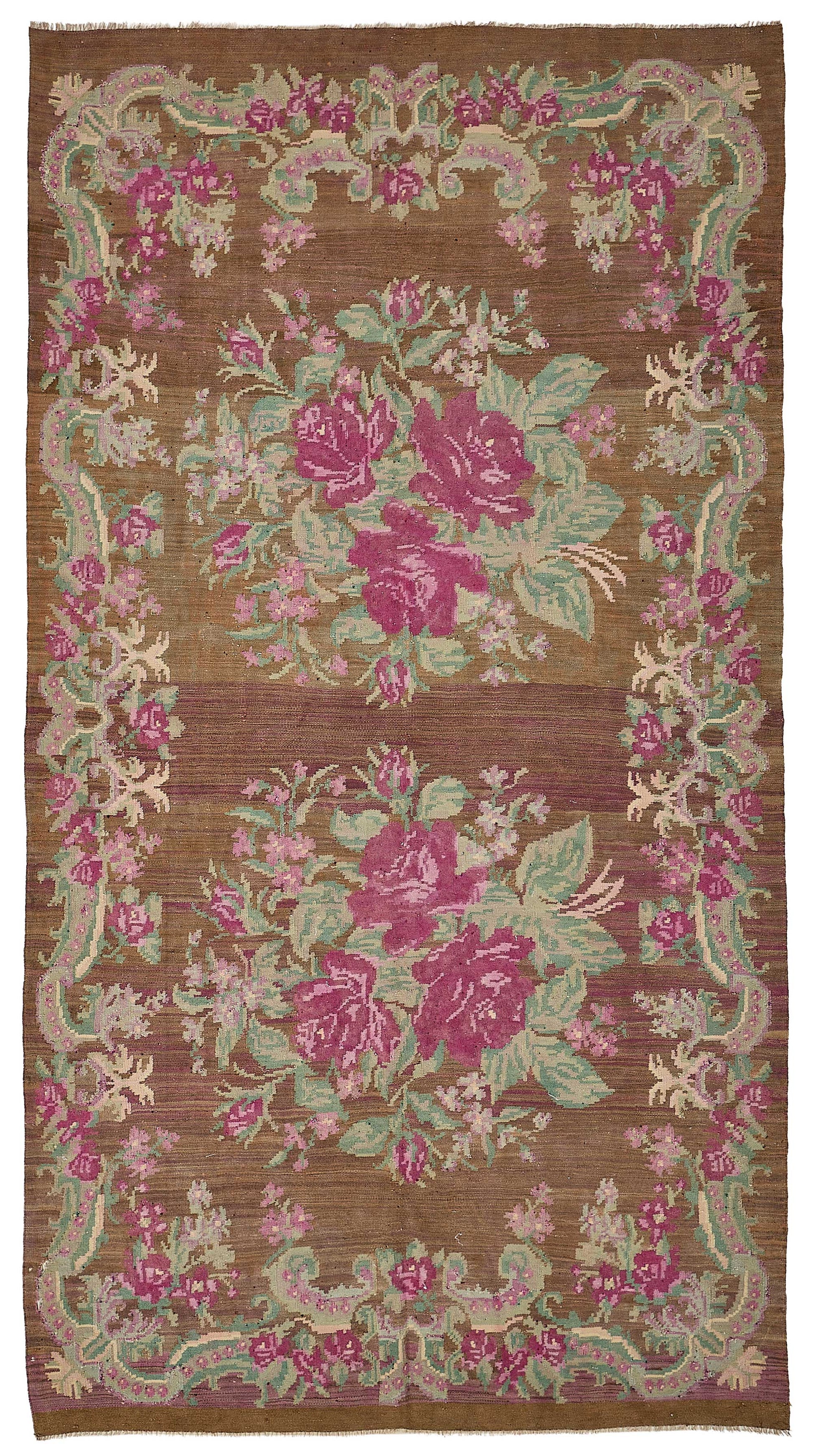 6x11 Brown Vintage Moldovan Kilim Rug - 51333