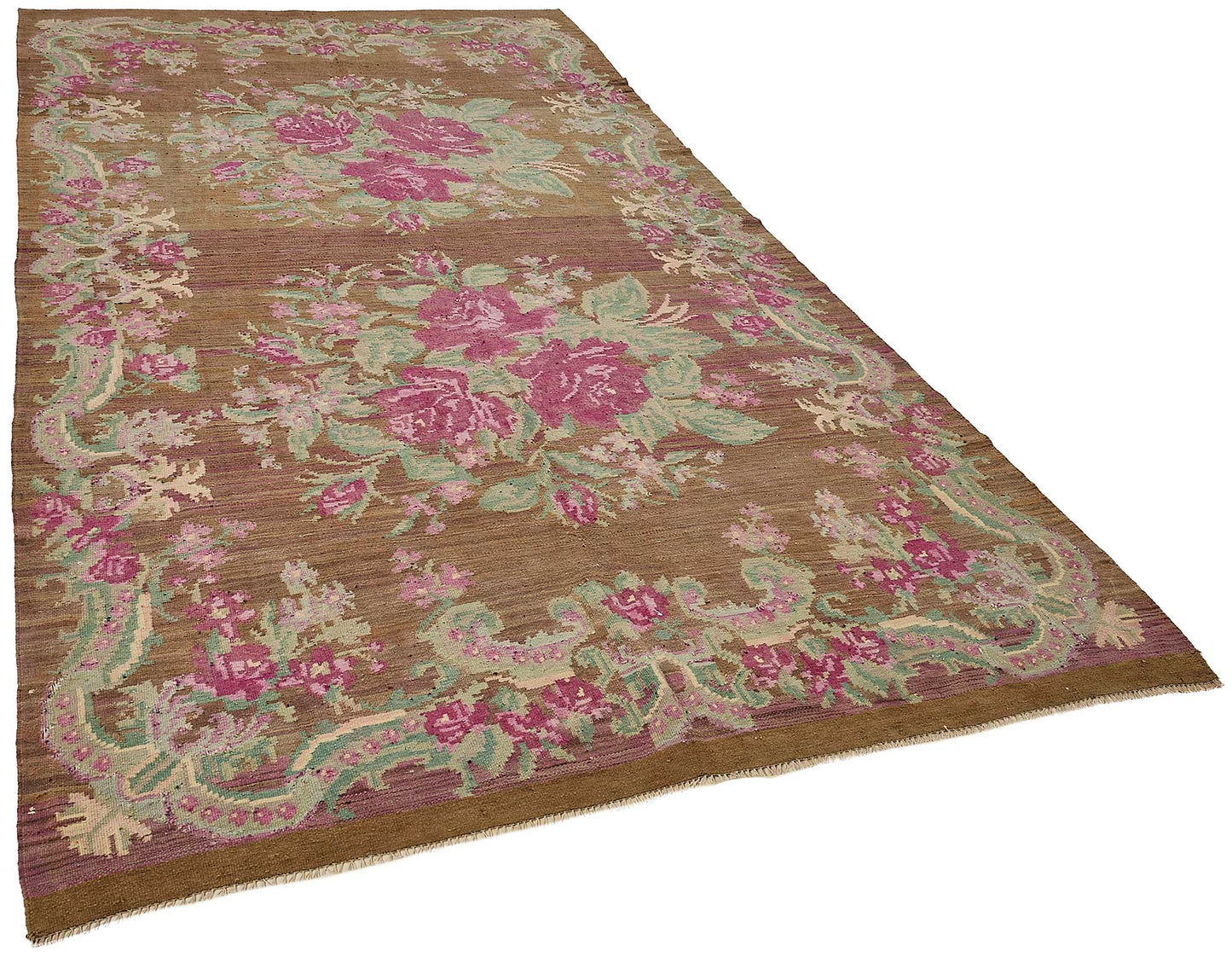 6x11 Brown Vintage Moldovan Kilim Rug - 51333